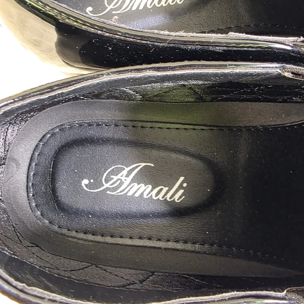 Amali Davis Loafers Black Metal Pointed Toe Western Dress Shoes Men 13 Excellent